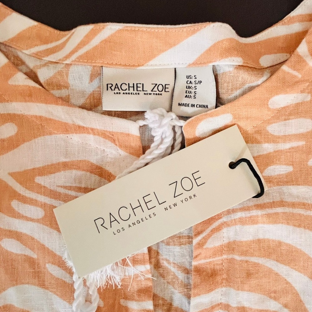 NWT Rachel Zoe Zebra Print Tassel Beige Orange Tunic Dress Small S Oversize‎ - Picture 3 of 8
